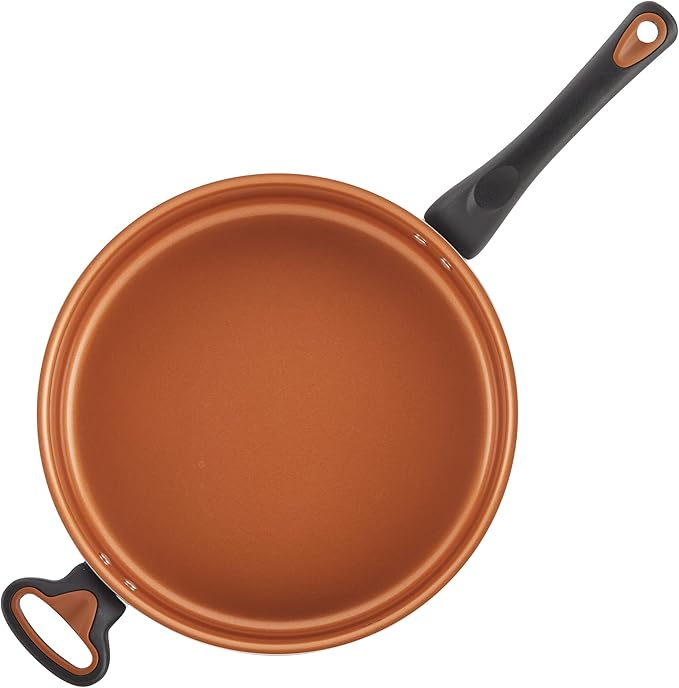 Farberware Glide Ceramic Nonstick Saute Pan / Frying Pan / Fry Pan with Lid and Helper Handle - 4 Quart Black