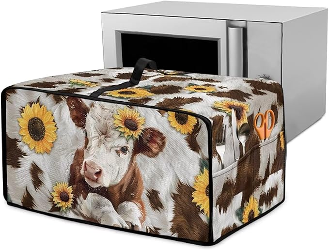 Doojoayie Cow Toaster Cover 6 Slice Bread Machine Cover Small Kitchen Appliance Protector Modern Kitchen Decoration Gift for People Who Loves to Cook