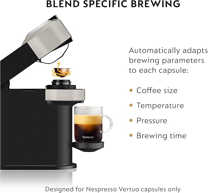 Nespresso Vertuo Next Coffee &amp Espresso Machine NEW by Breville Light Grey Coffee Maker and Espresso Machine + Nespresso Capsules VertuoLine Medium and Dark Roast Coffee 30 Count Coffee Pods