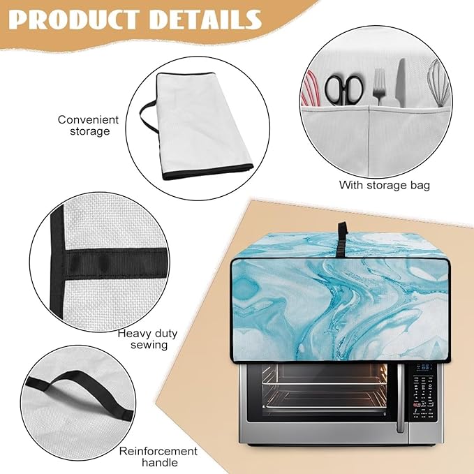 Doojoayie 6 Slice Toaster Cover Bread Machine Cover with Top Handle Design Kitchen Small Appliance Dust Protetor Stain Resistant Universal Fit Marble Print