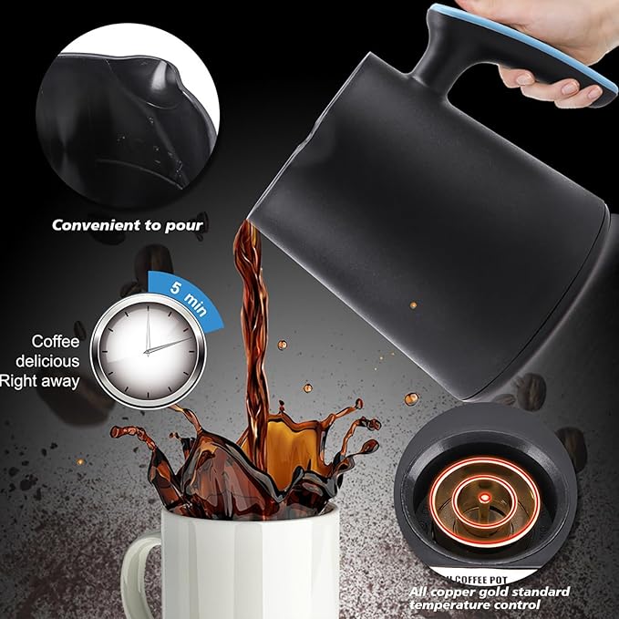 Electric Coffee Maker 600WTurkish Arabic Greek Coffee Pot Maker Brewer Coffee Maker Includes 17.6oz (500ML) 4 Cup Coffee Cups Automatic Shut-Off for Home Office