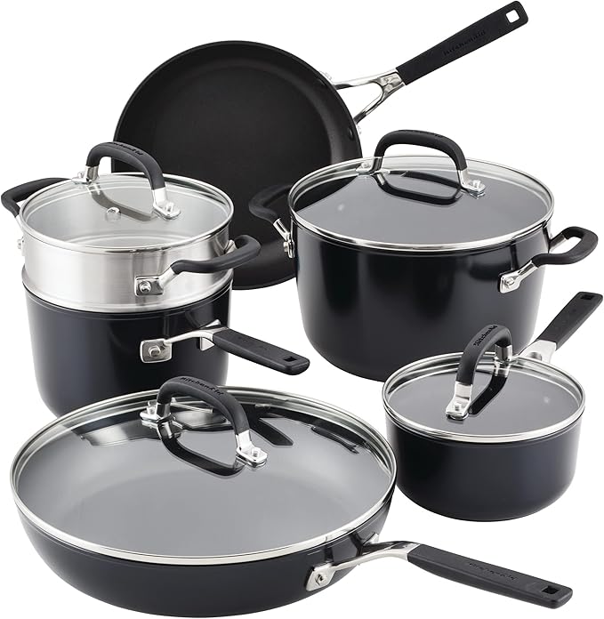 KitchenAid Hard Anodized Nonstick Cookware/Pots and Pans Set 10 Piece - Matte Black