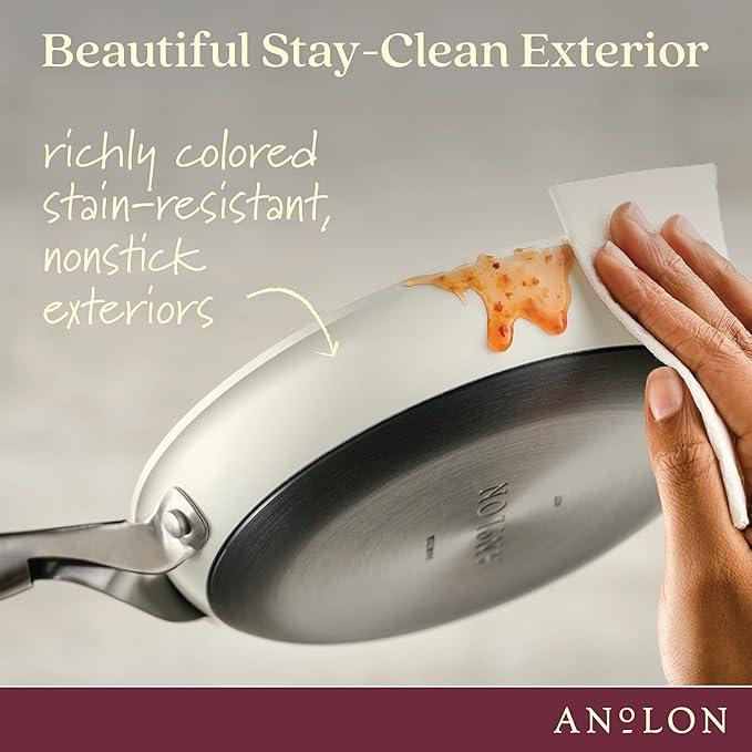 Anolon Achieve Hard Anodized Nonstick Frying Pan/Skillet 10 Inch Cream
