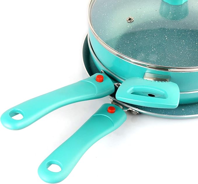 Cookwell Granite Induction Base Non-Stick Aluminium Cookware Set 3-Pieces Green