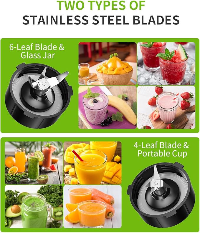 GDOR 1200W Blender for Smoothies and Shakes 52 Oz Countertop Blender &amp 22 Oz Personal Blender Combo 6-leaf Blade 3 Adjustable Speed for Juices Frozen Fruit Drinks Sauces Self-Cleaning