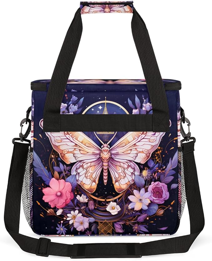 Gothic Butterfly Coffee Maker Carrying Bag Flowers Butterfly Travel Storage Bag Compatible with K-Mini or K-Mini Plus Single Serve Coffee Brewer Carrying Case with Multiple Pockets &amp Shoulder St