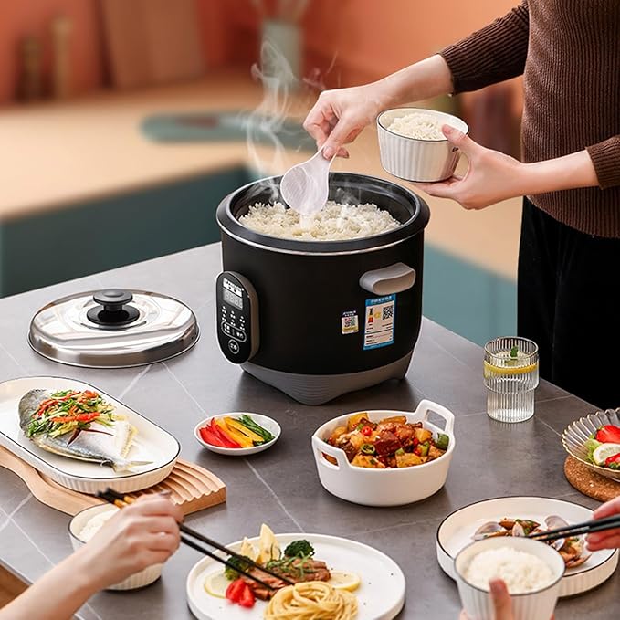 Rice Cooker - Rice Cooker with Steamer Basket Rice Cooker and Steamer-Warm Function (2/3/4/5L) 201 Stainless Steel Liner with Spatula and Measuring Cup for 1-7 People(1.5L)