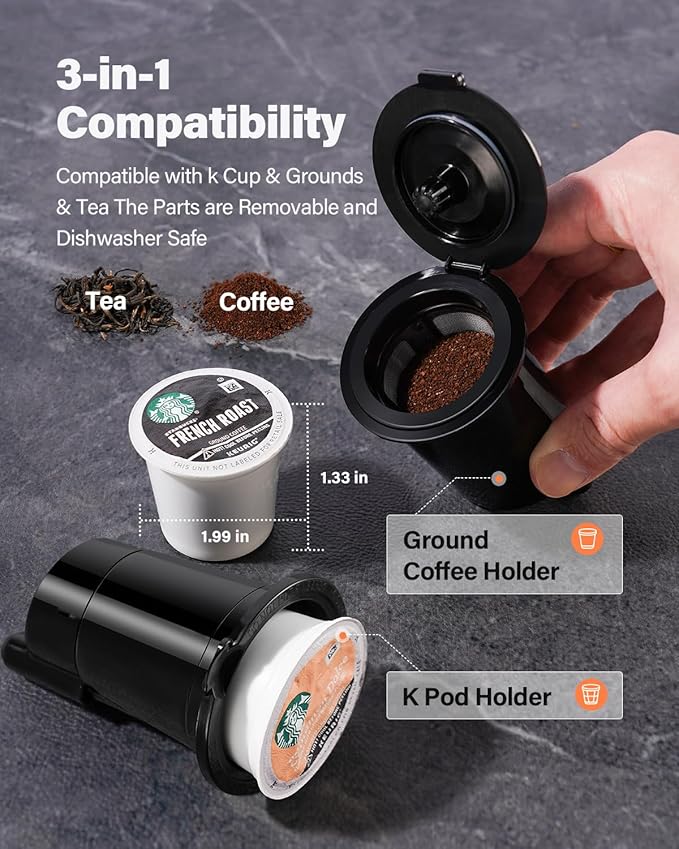 Coffee Maker Hot &amp Iced With Bold SettingSingle Serve Coffee Maker For K Cup And Grounds52 Oz Removable Water Tank6-14 Oz Brew SizesOne Cup Kcup Coffee Machine With Reusable Filter White