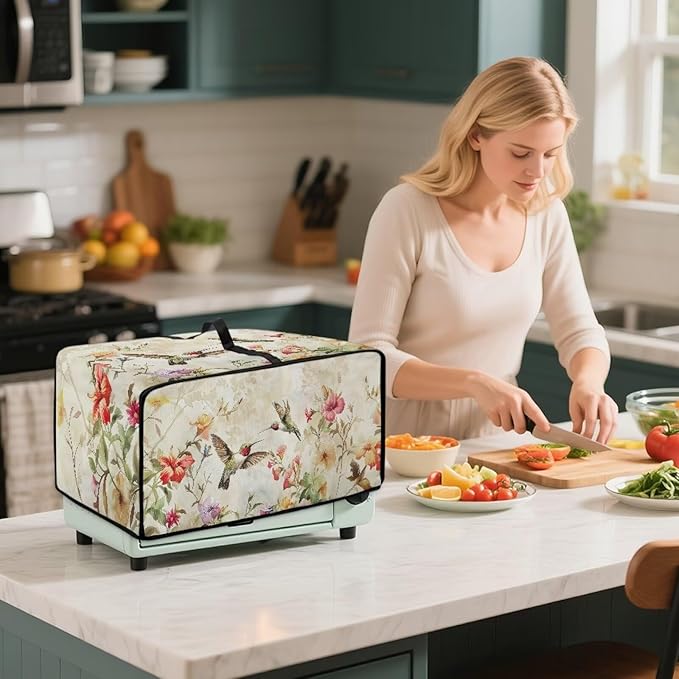 Rectangular Toaster Oven Cover Stain Resistant Washable Appliance Cover with Side Pockets Neat Storage and Protection for Kitchen Appliances Hummingbird