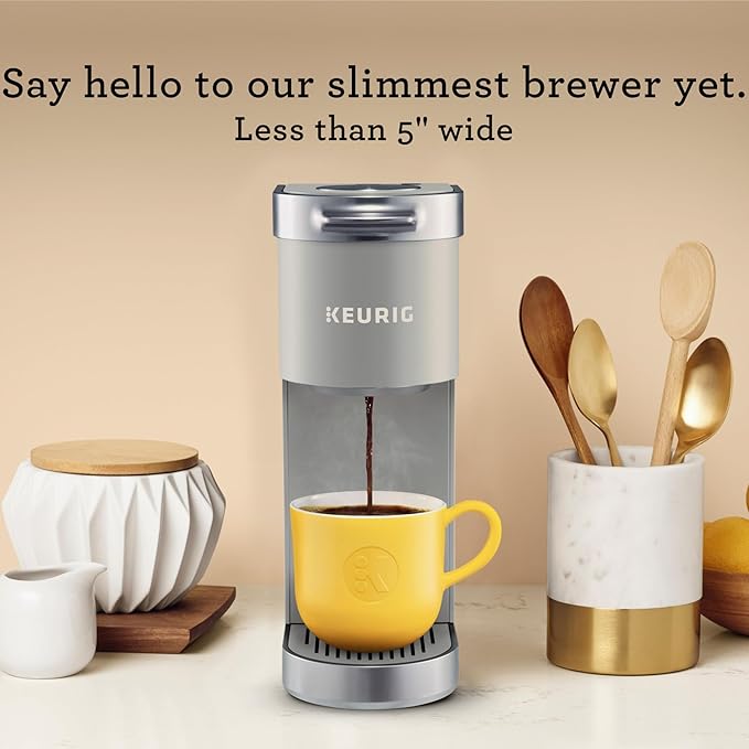 Keurig K-Mini Plus Single Serve K-Cup Pod Coffee Maker with 6 to 12oz Brew Size Stores up to 9 K-Cup Pods Travel Mug Friendly Studio Gray