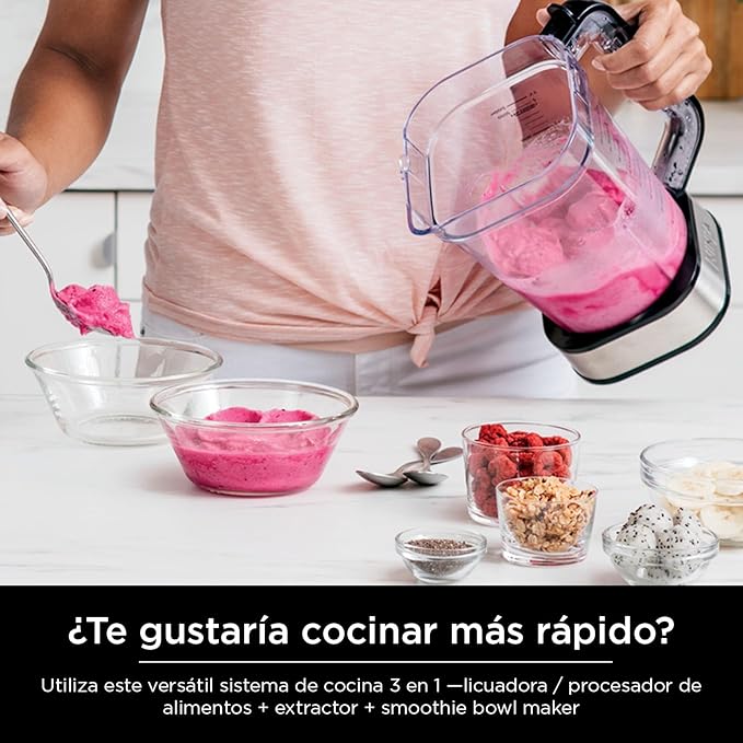Ninja Blender For Kitchen | Food Processor Combo System | Smoothie Maker &amp Nutrient Extractor | 6 Functions for Bowls Spreads Dough Shakes | 72-oz. Pitcher &amp To-Go Cups | Silver | SS351