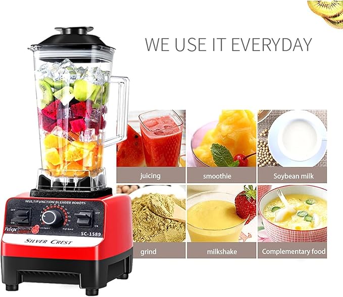 Heavy Duty Professional Blender Peak 2200W Commercial Grade Bar Blender With 70Oz Container For Shakes Smoothies Ice Crushing Frozen Fruits Soups Dry Grinding (Red)