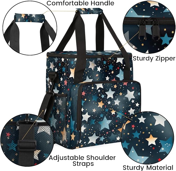 Glitter Coloful Star Coffee Maker Carrying Bag Portable Travel Storage Tote Bag Compatible with K-Mini or K-Mini Plus Single Serve Coffee Brewer Carrying Case with Multiple Pockets &amp Shoulder St
