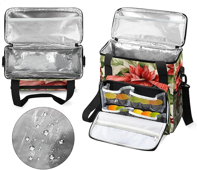 Christmas Flowers Coffee Maker Carrying Bag Abstract Flowers Travel Storage Bag Compatible with K-Mini or K-Mini Plus Single Serve Coffee Brewer Carrying Case with Multiple Pockets &amp Shoulder St
