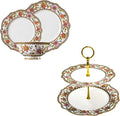 ACMLIFE Fine China Dinnerware Sets for 4 2 Tier Cupcake Stand for Dessert Table
