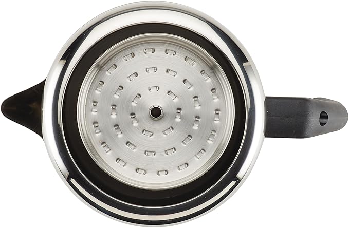 Farberware Classic Stainless Steel Coffee Percolator 12 Cup Silver with Glass Blue Knob 7.28D x 8.86W x 10.83H