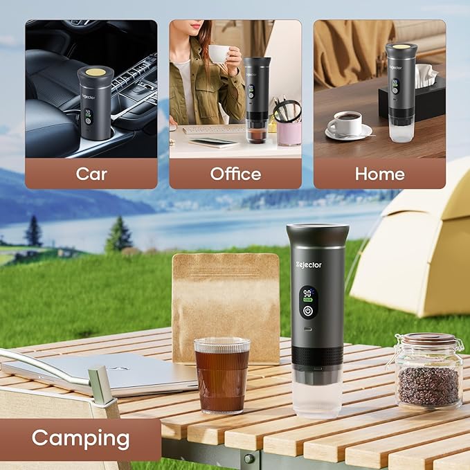 Portable Coffee Maker Espresso Machine Small Electric Battery Operated Coffee Cup Mini Espresso Machines Self-Heating Car Travel Espresso Pod Maker 3-IN-1 Ground Coffee &amp NS Capsule Hiking Campin