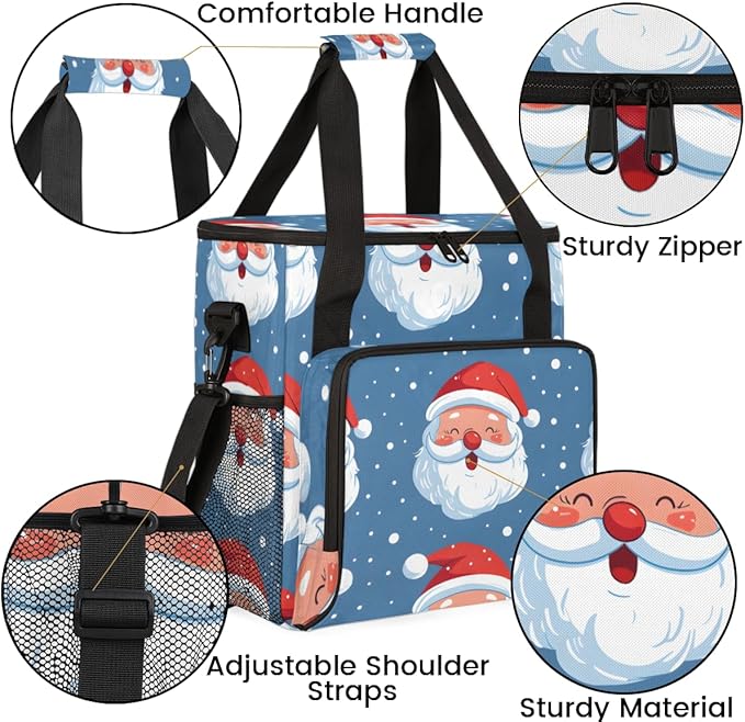 Abstract Santa Claus Coffee Maker Carrying Bag Bright Santa Claus Travel Storage Bag Compatible with K-Mini or K-Mini Plus Single Serve Coffee Brewer Carrying Case with Pockets &amp Shoulder Strap