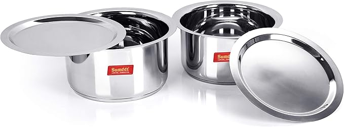 Sumeet Stainless Steel Tope Set 5 L 6 L 2 Piece (Steel) 1 Liter