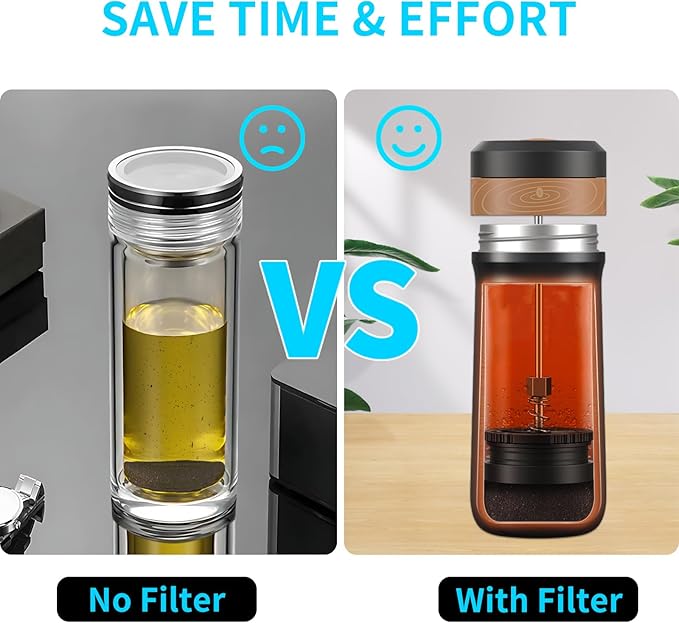 French Press Coffee Maker 320ML Stainless Steel Portable Hot &amp Cold Brew Vacuum Insulated Travel Mug
