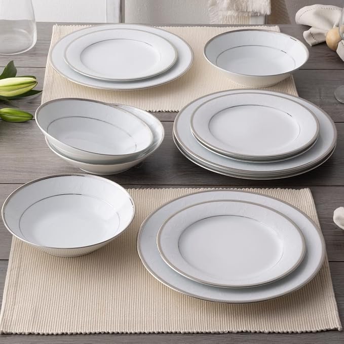 Noritake Regina Platinum 12-Piece Dinnerware Set Service for 4