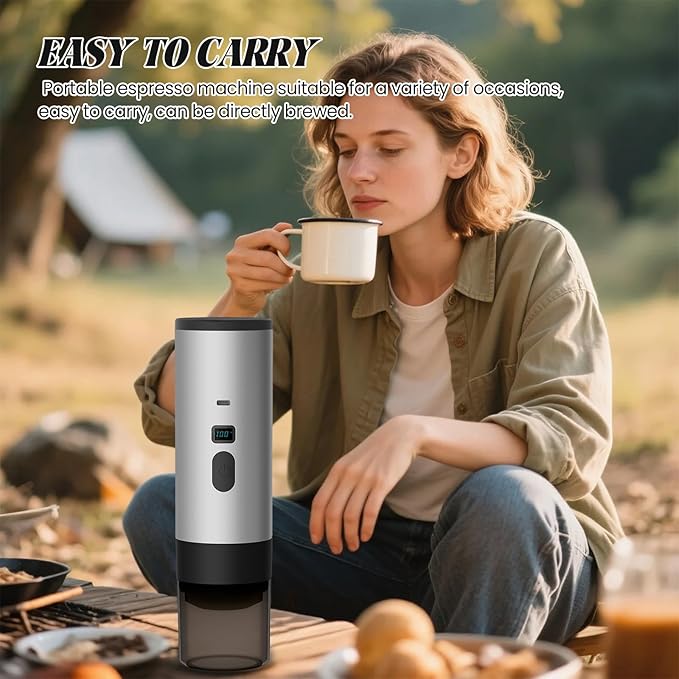 Portable Coffee Maker Espresso Machine Travel Espresso Maker USB-C ChargingHeating Pump Press Coffee Maker Electric Capsule Coffee Machine for RVCar Hiking Camping Office