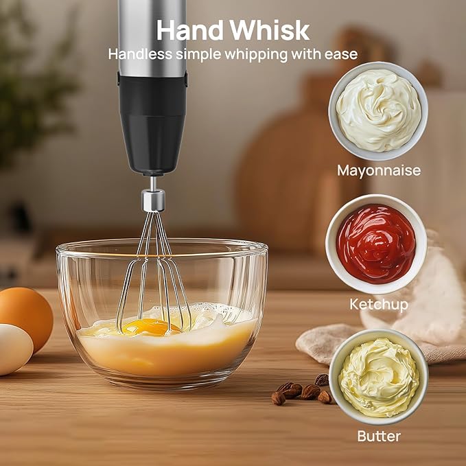 Consciot 10-in-1 Immersion Blender Handheld Max 1100W with Entire Stainless Steel Blender Shaft Trigger Speed Control 800ml Beaker 600ml Chopper Beaters Frothers Hooks Masher Whisk &amp 600ml