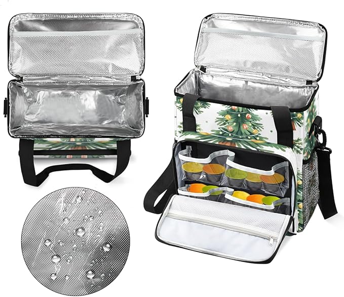 Christmas Festivals Coffee Maker Carrying Bag Modern Tree Travel Storage Bag Compatible with K-Mini or K-Mini Plus Single Serve Coffee Brewer Carrying Case with Multiple Pockets &amp Shoulder Strap