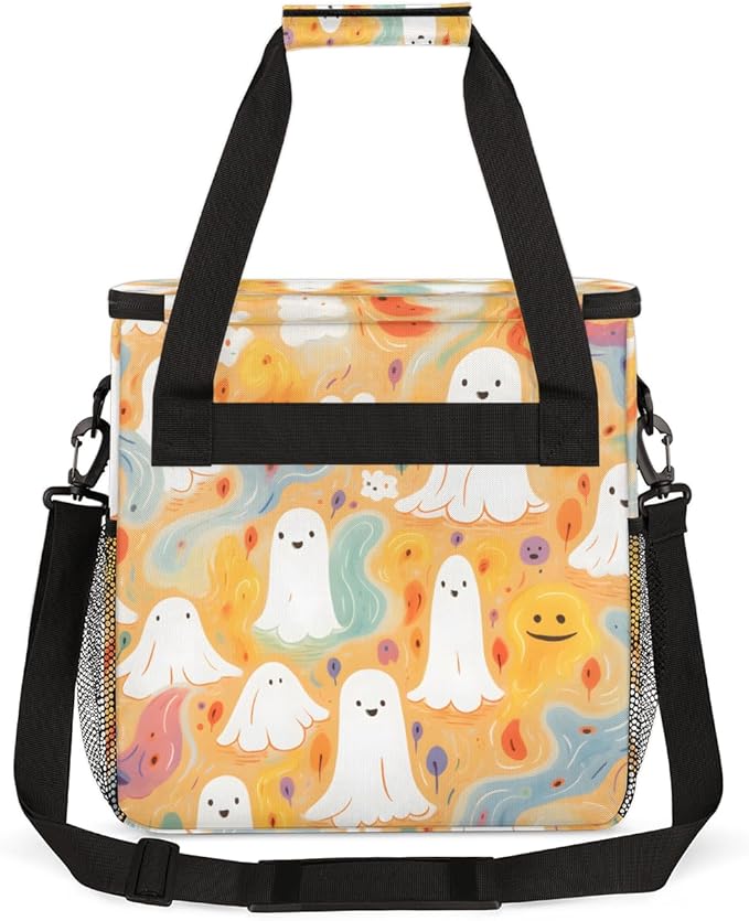 Halloween Ghosts Coffee Maker Carrying Bag Oil Painting Ghosts Travel Storage Bag Compatible with K-Mini or K-Mini Plus Single Serve Coffee Brewer Carrying Case with Pockets &amp Shoulder Strap