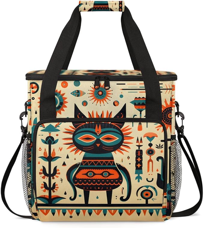 Retro Graffiti Coffee Maker Carrying Bag Polynesian Pattern Travel Storage Bag Compatible with K-Mini or K-Mini Plus Single Serve Coffee Brewer Carrying Case with Multiple Pockets &amp Shoulder Str