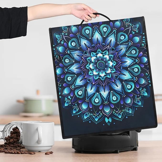 cfpolar Kitchen Aid Mixer Cover Compatible with 6-8 Quarts Ethnic Mandala Flower Teal Stand Mixer Cover Kitchen Aid Mixers Accessories Appliance Organizer Bag Dust Covers with Zipper Pocket