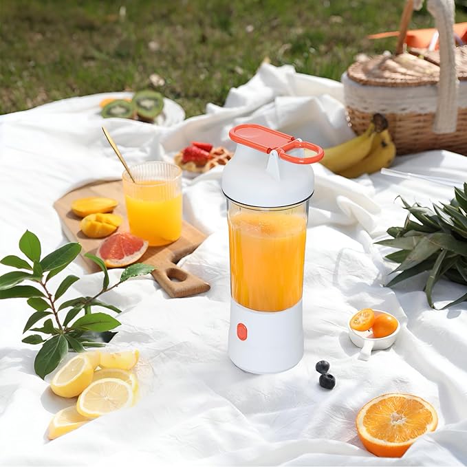 Portable Blender Personal Blender for Smoothies and Shakes Cordless with 6 Blades USB C Rechargeable Travel Blenders Fruit Juice Mixer for Home/Office/Camping/Gym 25 oz (White)