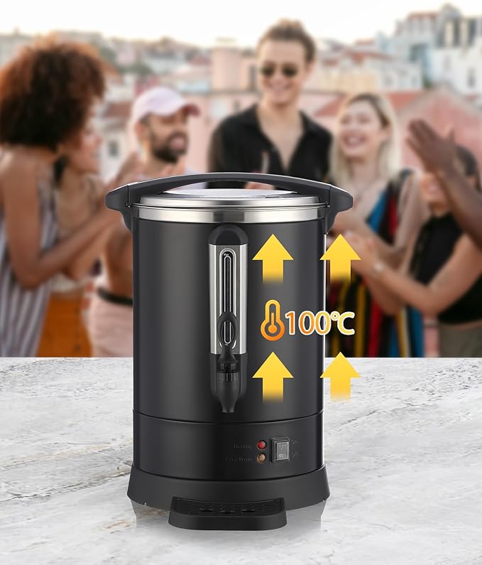 80 Cups Coffee Urn&ampHot Beverage Dispenser 12L/3.2 Gal Double Wall Commerical Coffee Maker Large Capacity Hot Coffee Dispenser for Buffet Catering Wedding Gathering Stainless Steel Hot Water Urn