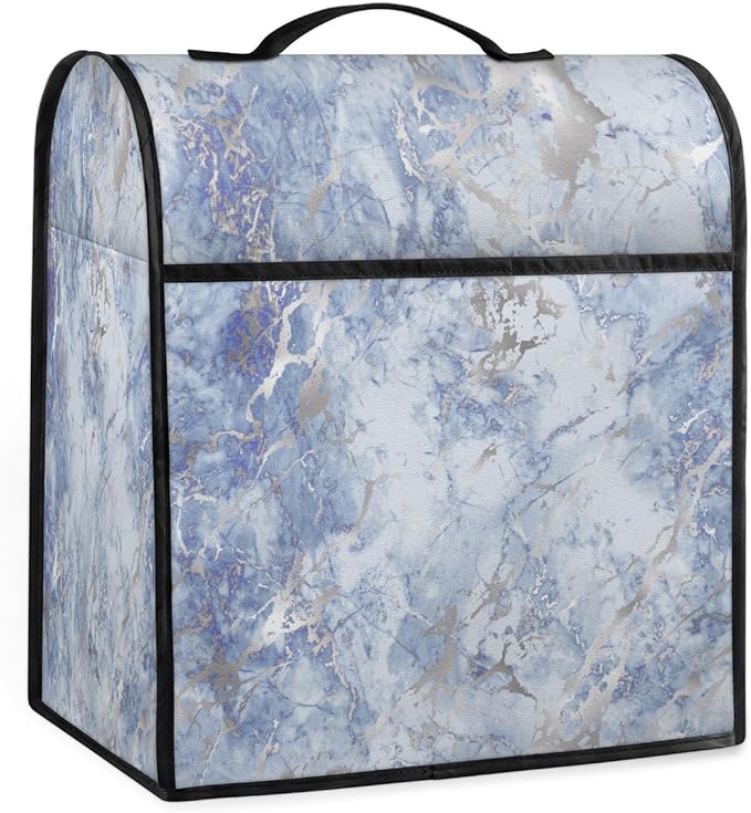 cfpolar Kitchen Aid Mixer Cover Compatible with 6-8 Quarts Blue Silver Marble Stand Mixer Cover Kitchen Aid Mixers Accessories Appliance Organizer Bag Dust Covers with Zipper Pocket