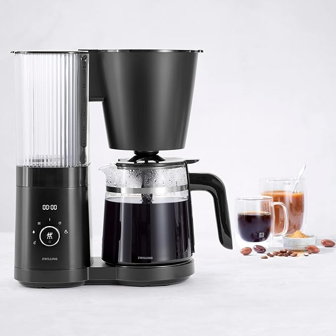 ZWILLING Enfinigy Glass Drip Coffee Maker 12 Cup Awarded the SCA Golden Cup Standard Black
