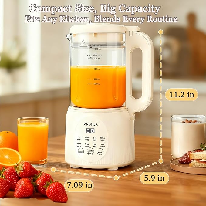 8-in-1 Nut Milk Maker 40oz Automatic Soy Almond &amp Oat Milk Machine for Homemade Plant-Based Drinks with delay start keep warm boil water &amp self-cleaning functions