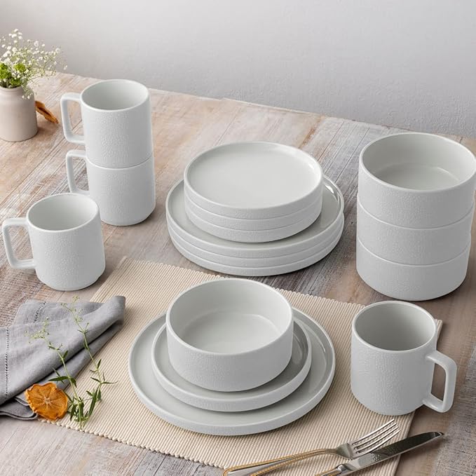 Noritake ColorTex Stone White 16-Piece Dinnerware Set Service for 4