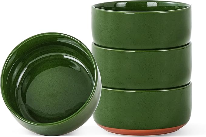 26 OZ Cereal Bowl6 Inch Ceramic Bowl Sets for 4Suitable for Breakfast Soups Oatmeal Ramen Pho Udon and SsobaDishwasher &amp Microwave Safe Handcrafted Bowls SetsElegant Green