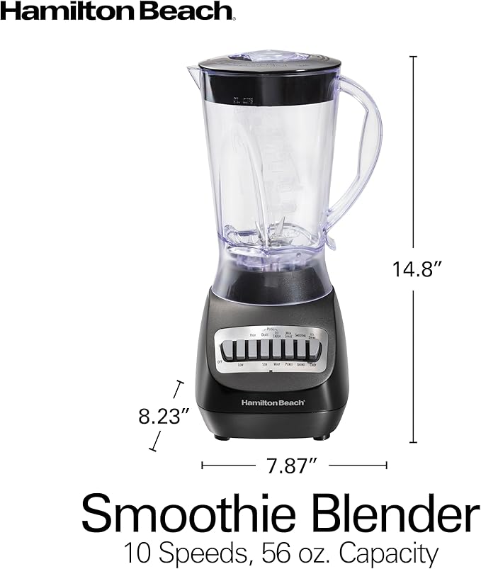 Hamilton Beach Smoothie Blender 56 oz. Jar 10 Speeds Black