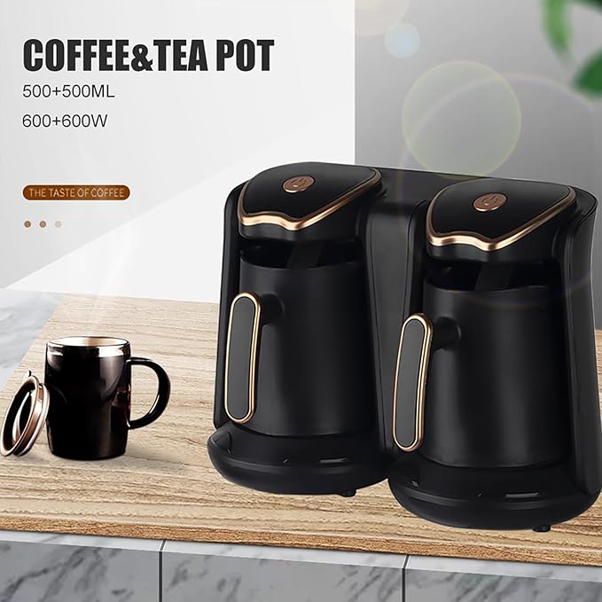 Electric Turkish Coffee Maker 1200W Portable 8-Cup Machine with Anti-Overflow &amp Dry Burn Protection Perfect for Greek Coffee &amp Hot Beverages