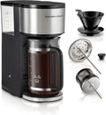 Hamilton Beach Home Barista 7-in-1 Small Coffee Maker with Seven Ways to Brew 6 Cup Carafe Drip Single Serve French Press Pour Over Cold Brew Easy-Fill Reservoir Black (46251)