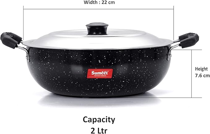 Sumeet NonStick Sparkle Induction Kadhai With Lid 22 cm Dia