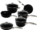 Swiss Diamond Pots and Pans Set Non Stick Nonstick Hybrid Ceramic and Diamond-Infused Glass Lids Dou Ceramic Gourmet Cookware Set Dishwasher &amp Oven Safe Up To 500 °F 10 Pieces