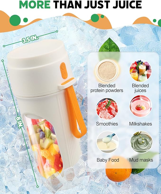 Tolaist Portable Blender for Smoothies BPA Free Small Blender for Shakes and Fresh Juices 15 Oz Dishwasher Safe Portable Bottle with 12-Blade Rechargable Sport Bottle Compact and Easy to Clean