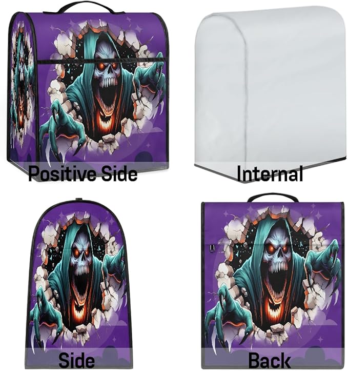 cfpolar Kitchen Aid Mixer Cover Compatible with 6-8 Quarts Halloween Grim Reaper Stand Mixer Cover Kitchen Aid Mixers Accessories Appliance Organizer Bag Dust Covers with Zipper Pocket