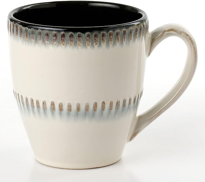 Lorren Home Trends 16 Piece Stoneware Set-ContrastWhite