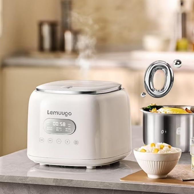 Lemuugo Smart Rice Cooker 2.5L Capacity Digital Display 400W White