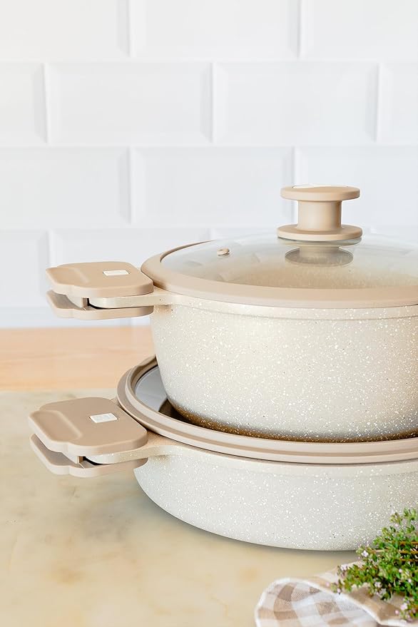 MONIX Denmark | 10 Piece Cookware Set Cast Aluminium with Non-Stick Suitable for All Types of Cookers Including Induction