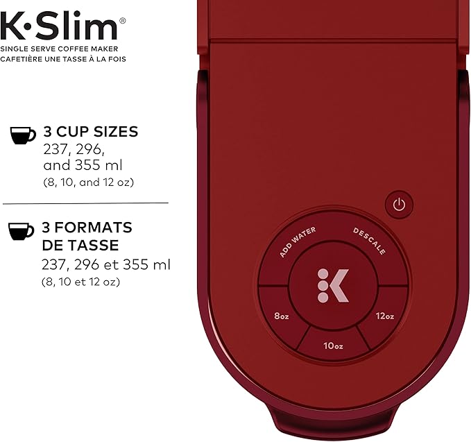 Keurig K-Slim Single Serve K-Cup Pod Coffee Maker Featuring Simple Push Button Controls And MultiStream Technology Scarlet Red