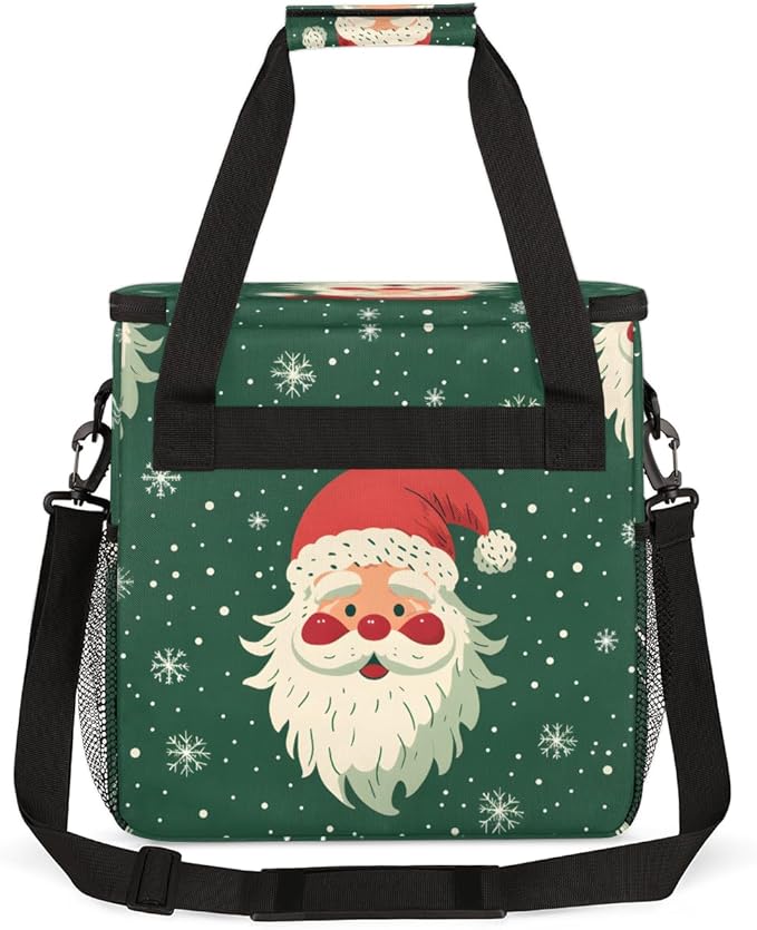 Abstract Santa Claus Coffee Maker Carrying Bag Portable Travel Storage Tote Bag Compatible with K-Mini or K-Mini Plus Single Serve Coffee Brewer Carrying Case with Multiple Pockets &amp Shoulder St